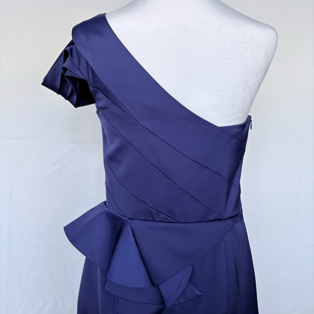 Cartise Satin One Shoulder off Sheath Peplum Purple Party Graduation Dress Sz 8 - Picture 9 of 14